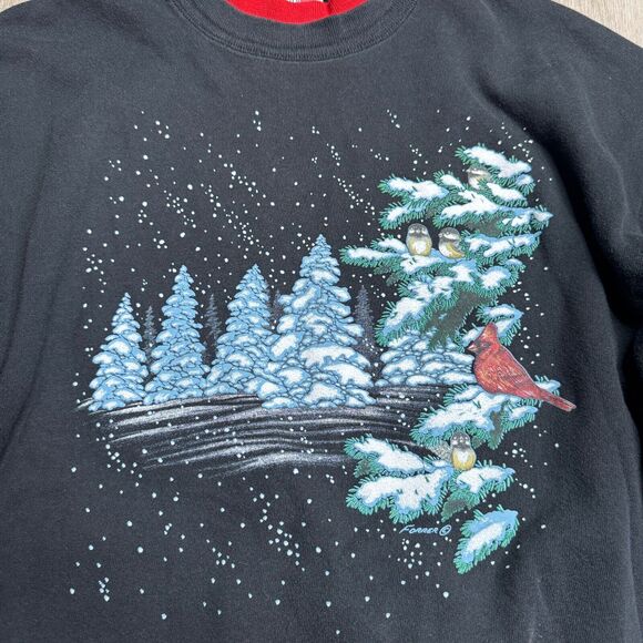 Black Sweatshirt with Winter Scene Design - Picture 3 of 6